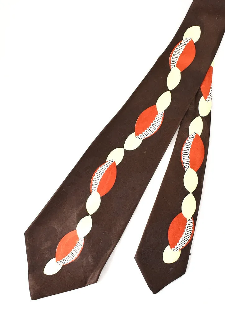 1940s Vintage Abstract Football Tie