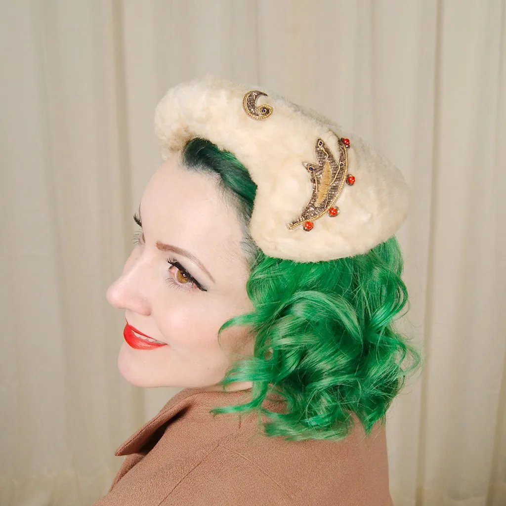 1950s Faux Fur Crescent Hat