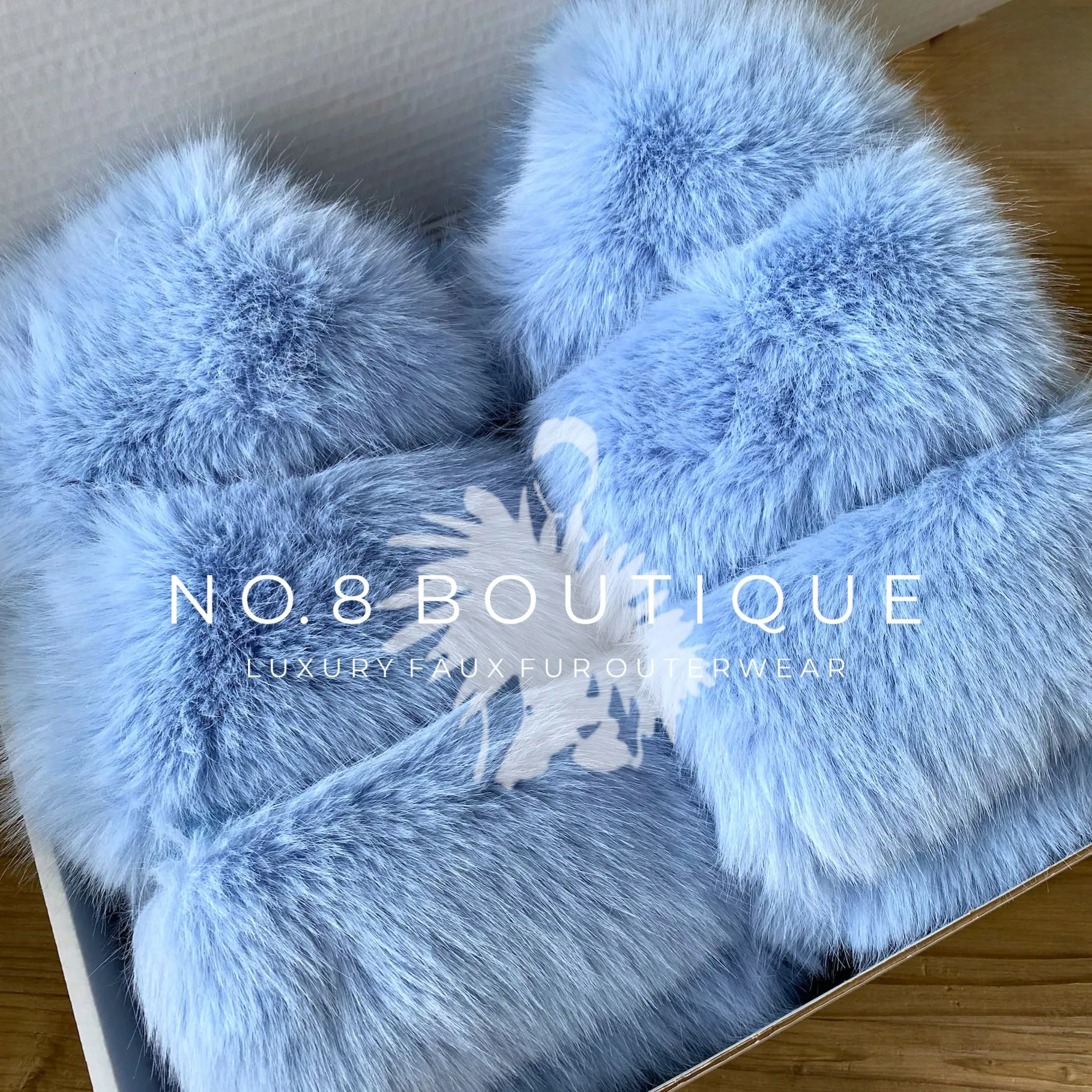 Baby Blue Faux Fur Classic 5 Row Jacket