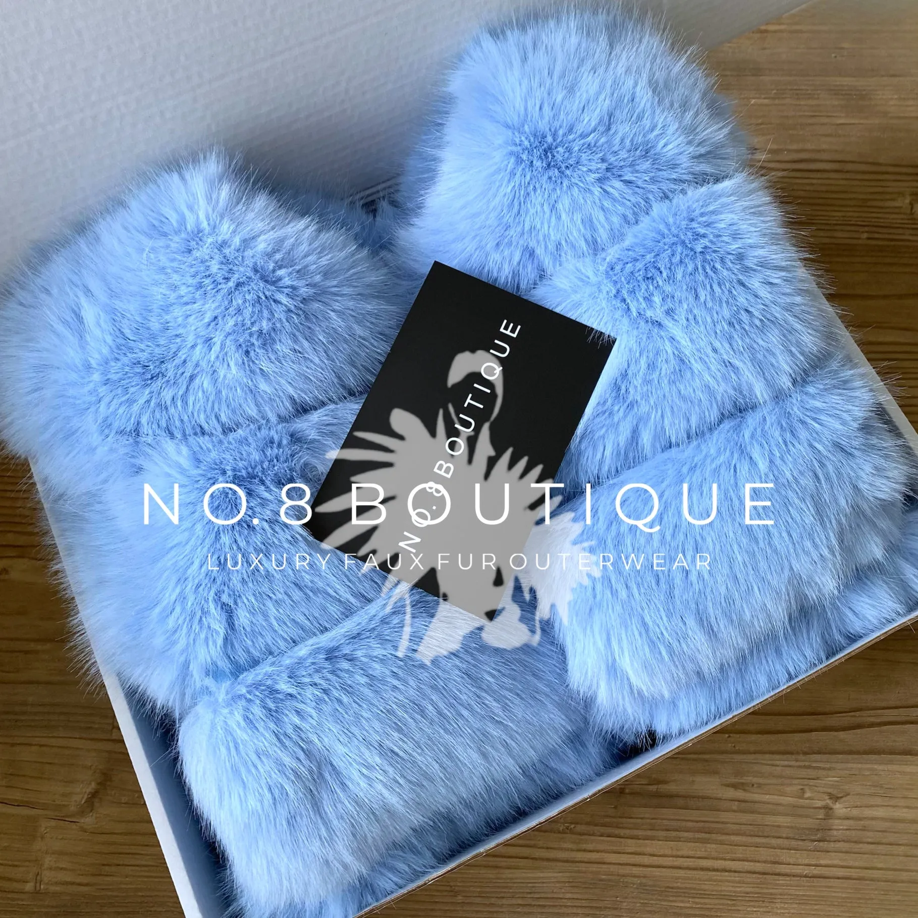 Baby Blue Faux Fur Classic 5 Row Jacket