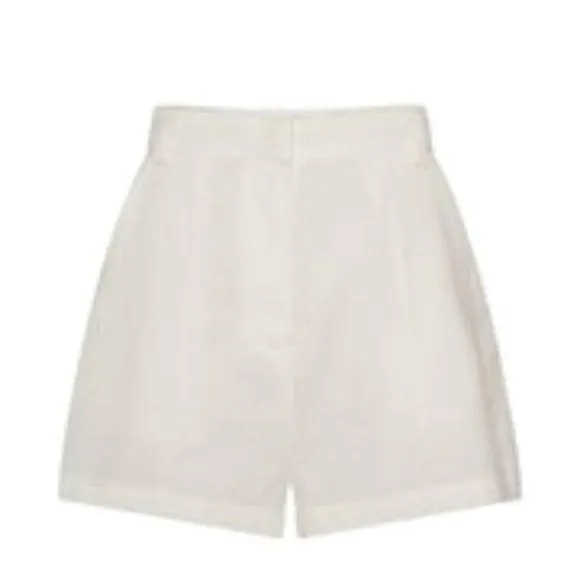 BECKY white Linen Front Seam Shorts (XL/10)