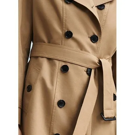 Belted Double Breasted Thigh-Length Trench Coat