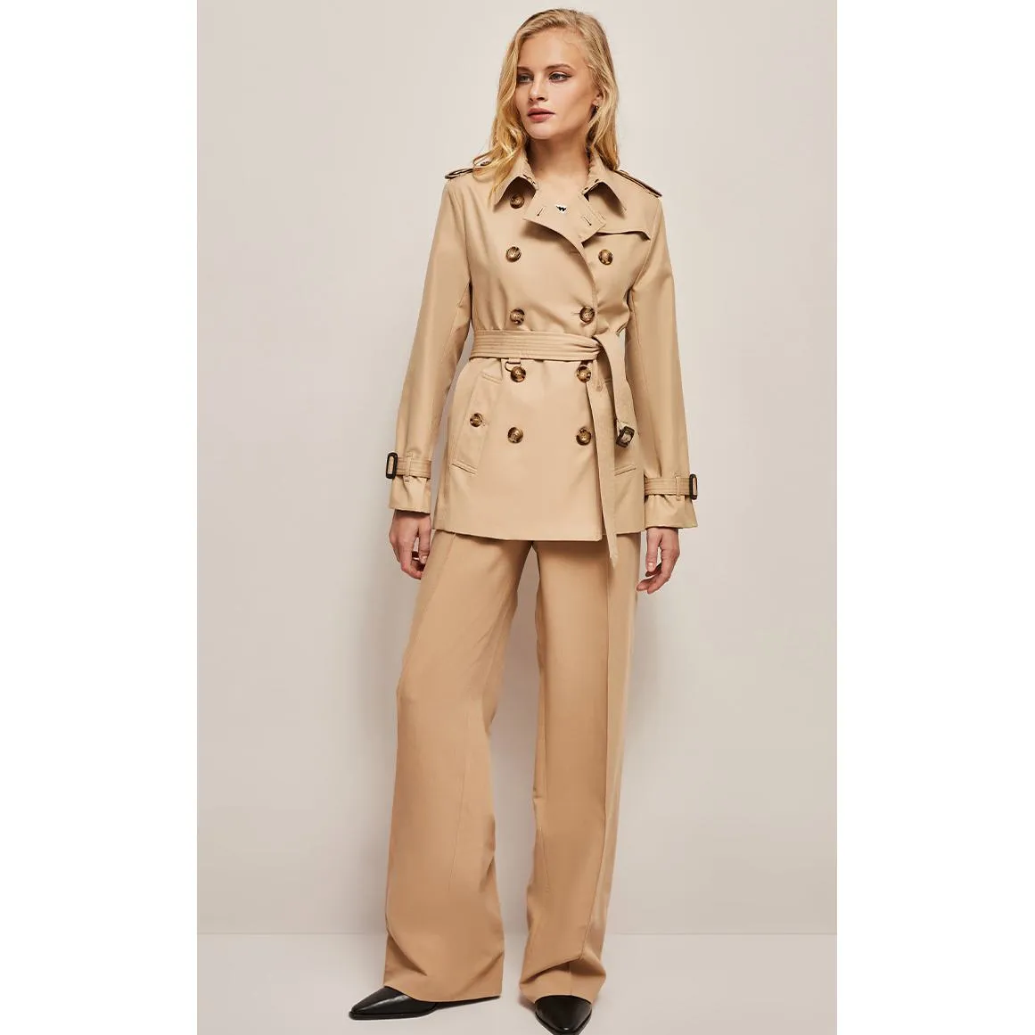 Belted Double Breasted Trench Coat