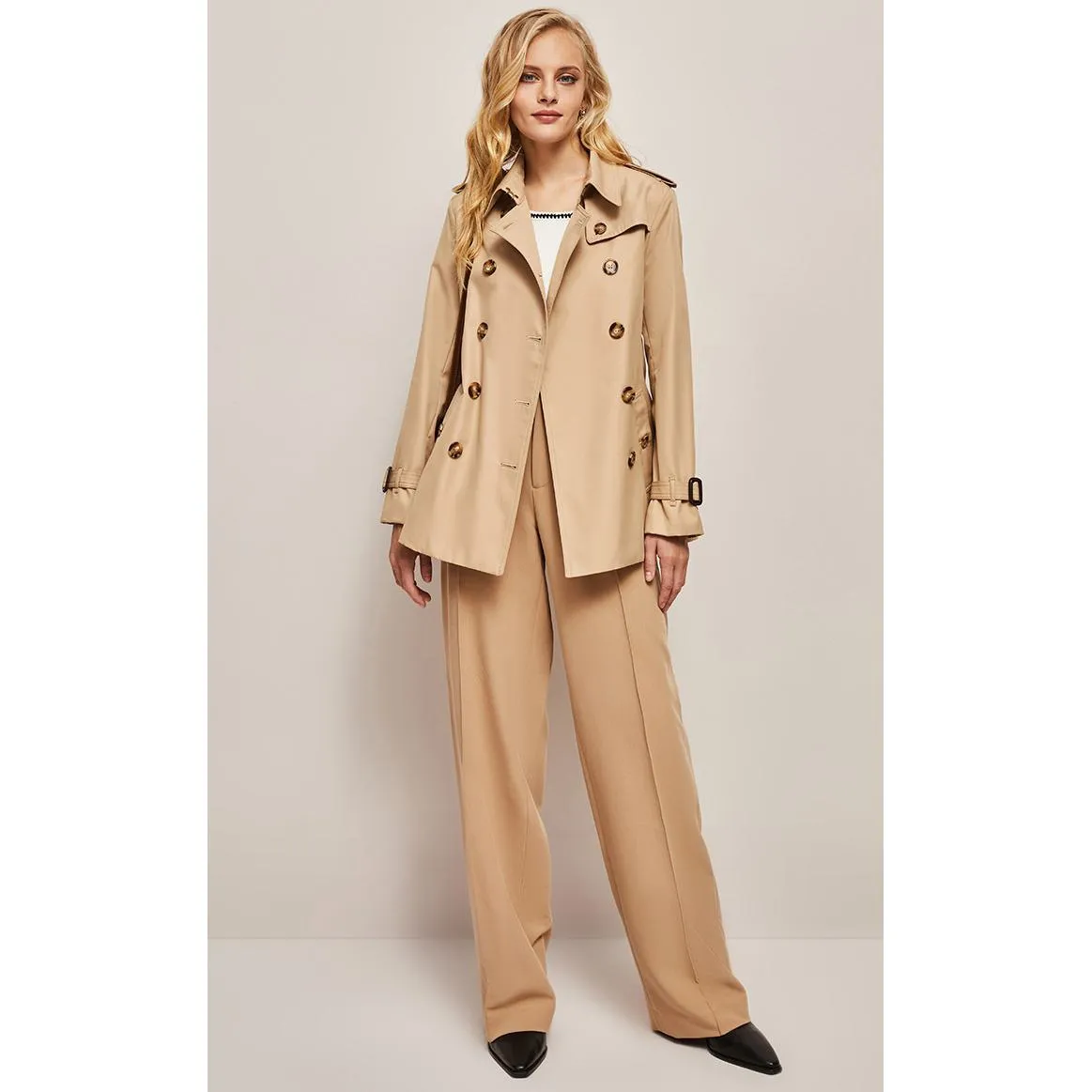 Belted Double Breasted Trench Coat