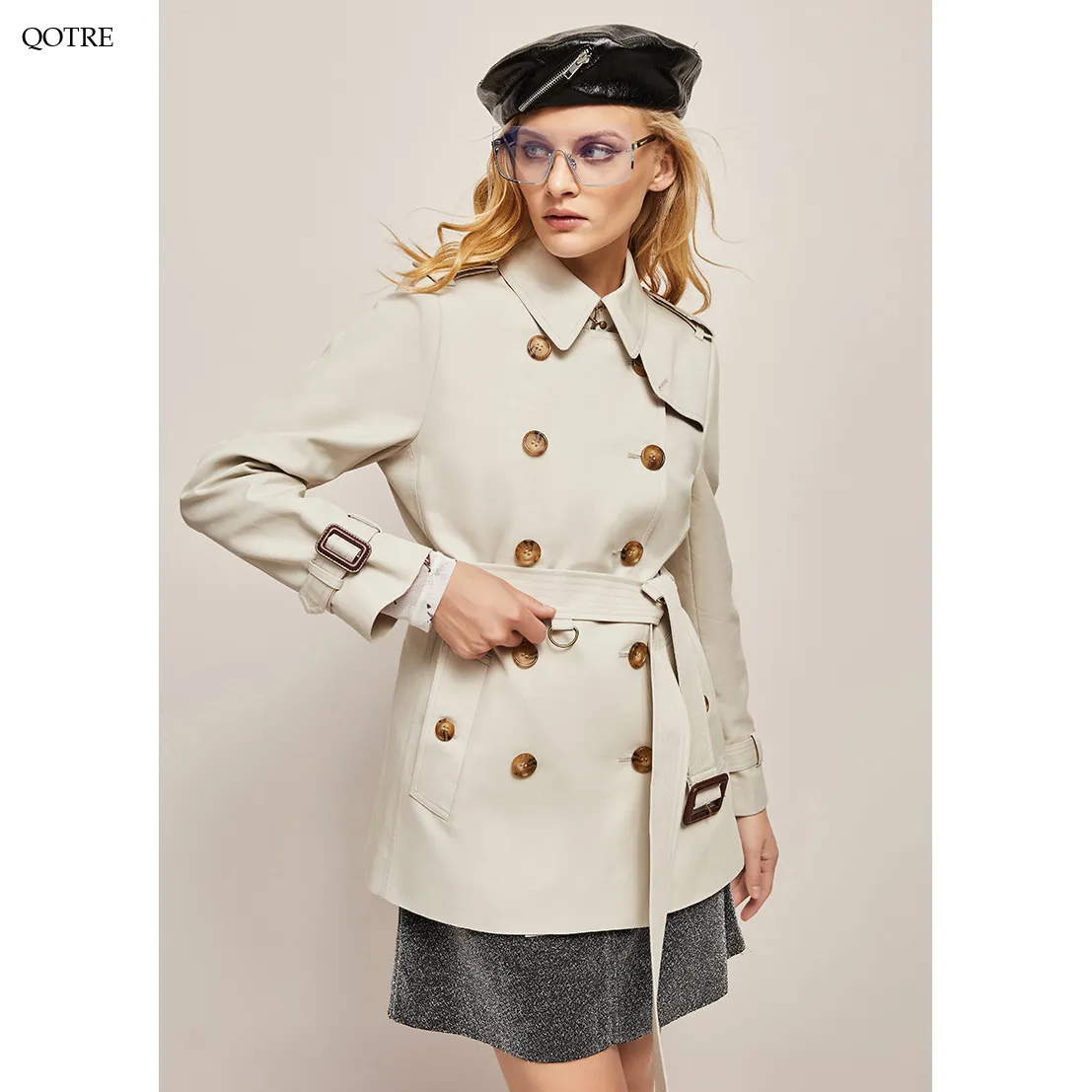 Belted Double Breasted Trench Coat