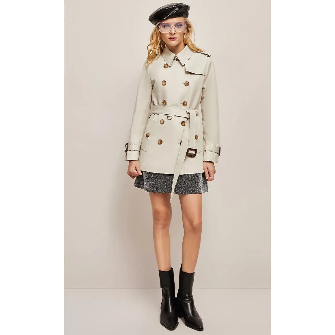 Belted Double Breasted Trench Coat