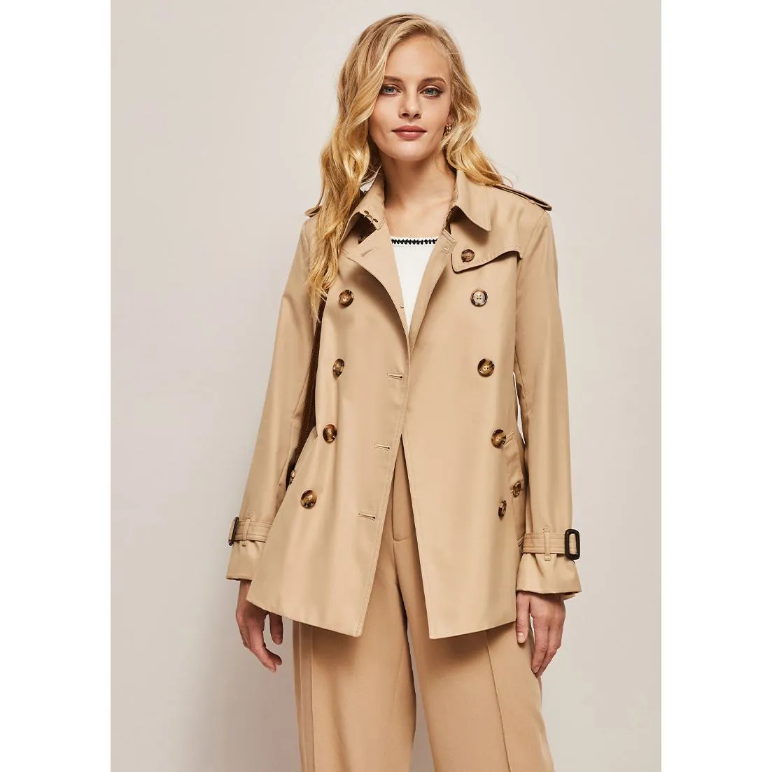 Belted Double Breasted Trench Coat