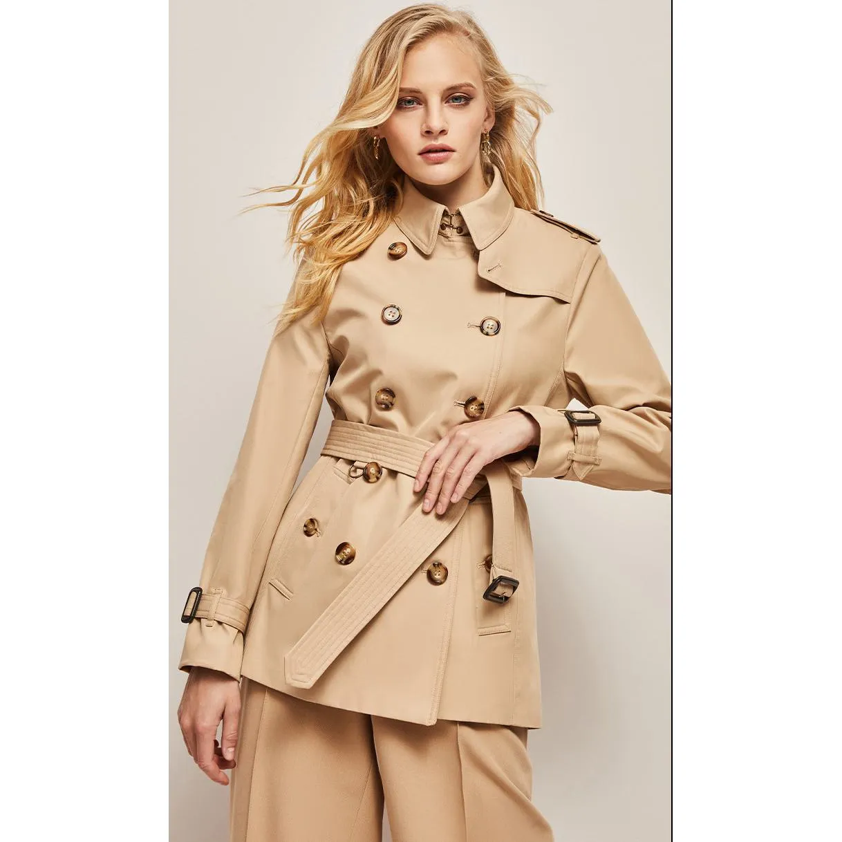 Belted Double Breasted Trench Coat