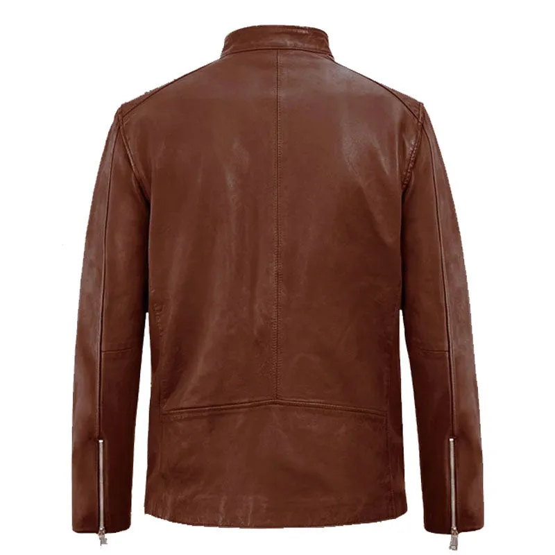 Best Style Motored Tan Fashion Boys Riding Biker Leather Jacket