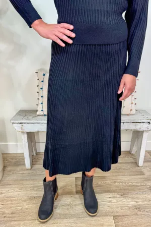 Black Knit Midi Skirt