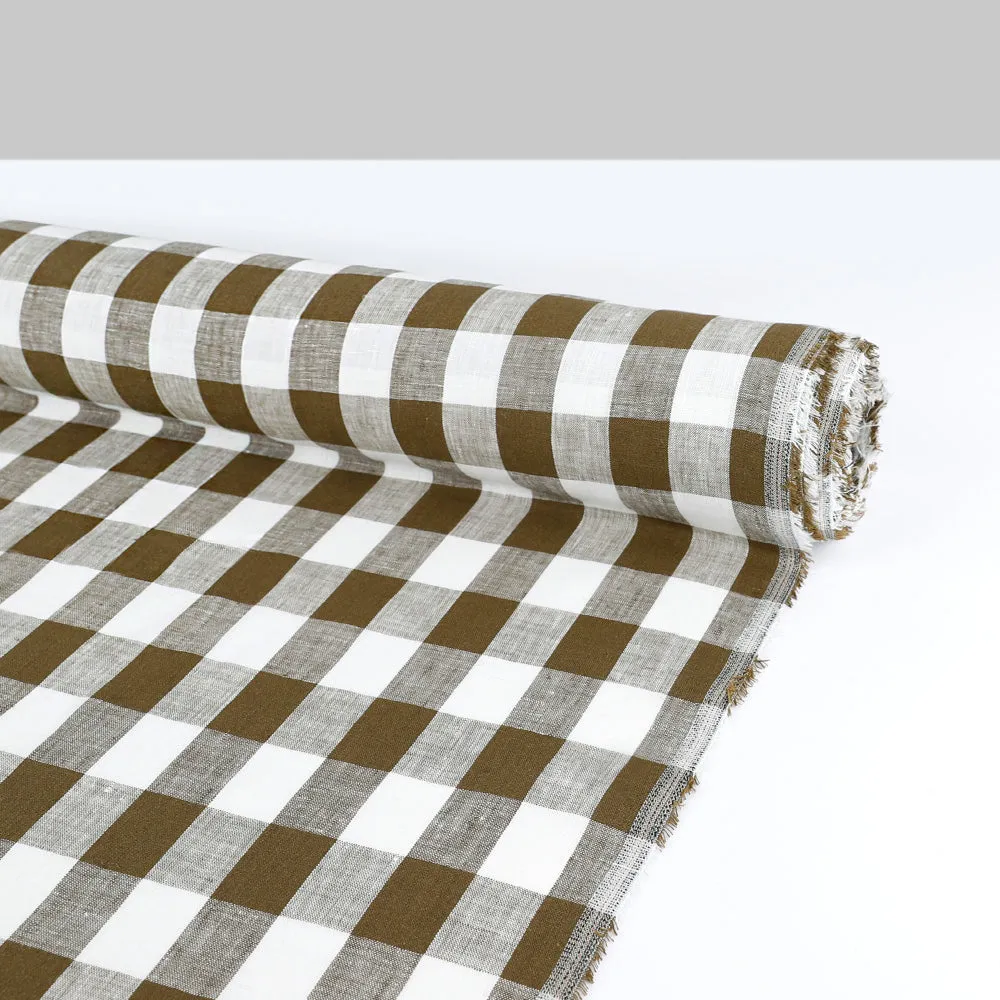 Bold Gingham Linen - Olive