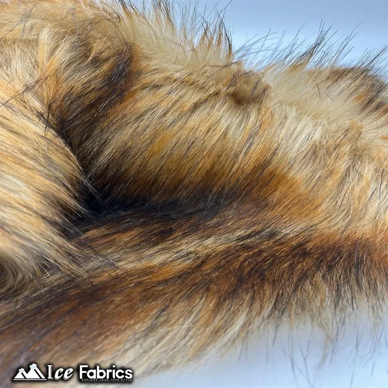 Brown Wolf Canadian Faux Fur Fabric Long Pile Fur Material