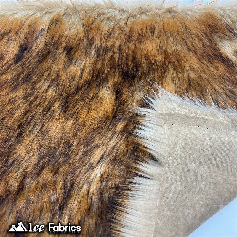 Brown Wolf Canadian Faux Fur Fabric Long Pile Fur Material