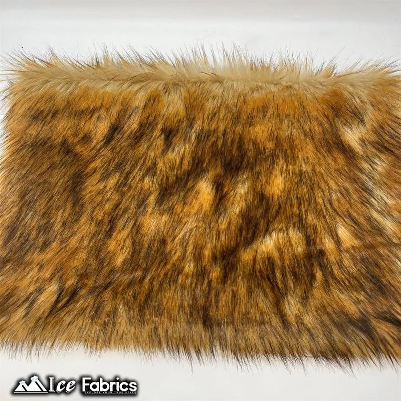 Brown Wolf Canadian Faux Fur Fabric Long Pile Fur Material