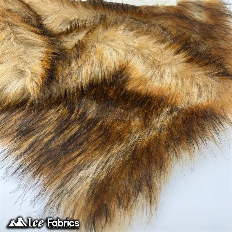 Brown Wolf Canadian Faux Fur Fabric Long Pile Fur Material