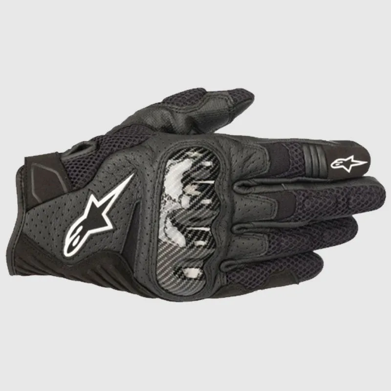 Buy Alpinestars SMX-1 Air v2 Motorcycle Riding Black Leather Gloves For Sale