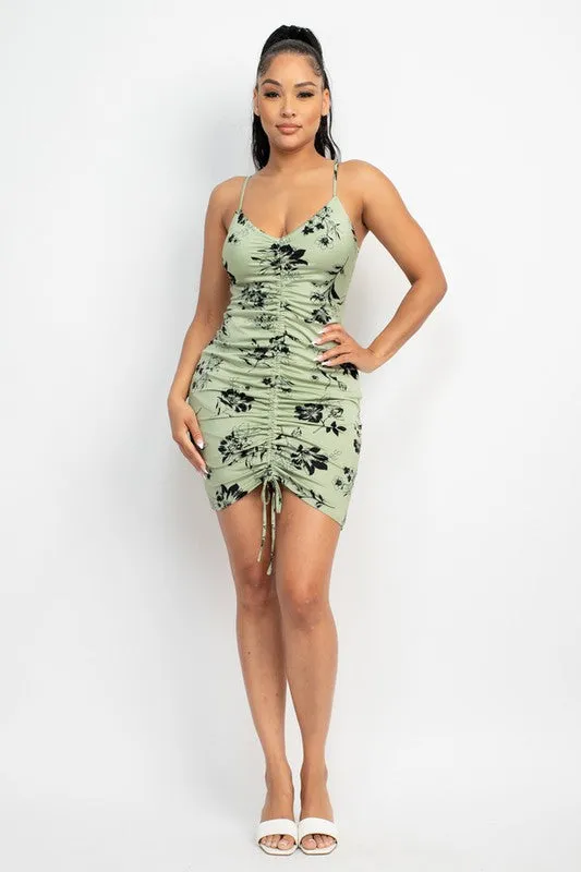 Cami Floral Ruched Bodycon Dress