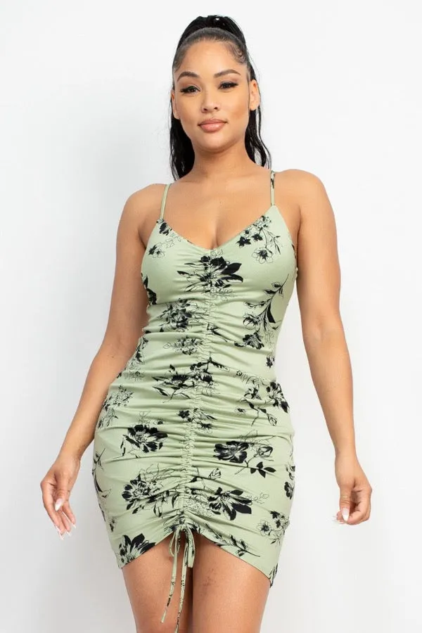 Cami Floral Ruched Bodycon Dress