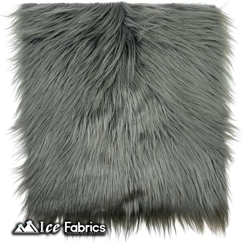 Charcoal IceFabrics Square Shaggy Long Pile Faux Fur Fabric