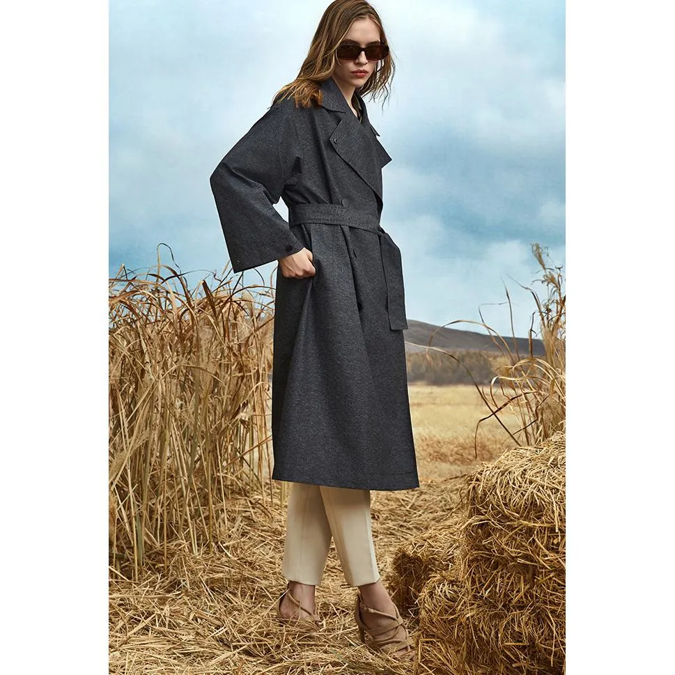 Classic Calf-Length Wool Blend Coat