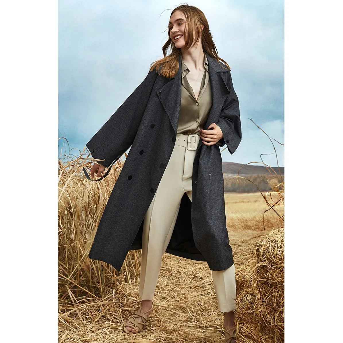 Classic Calf-Length Wool Blend Coat