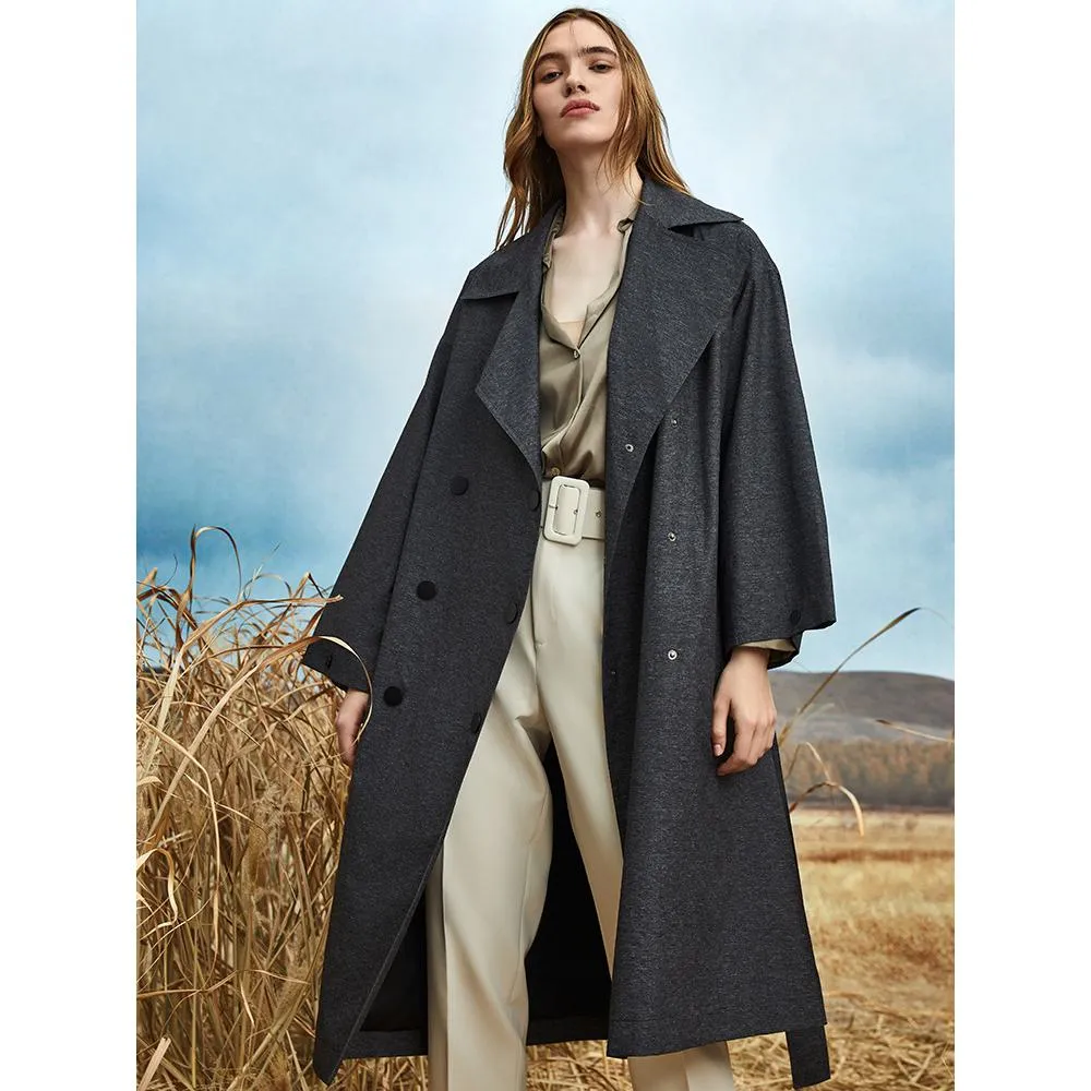 Classic Calf-Length Wool Blend Coat