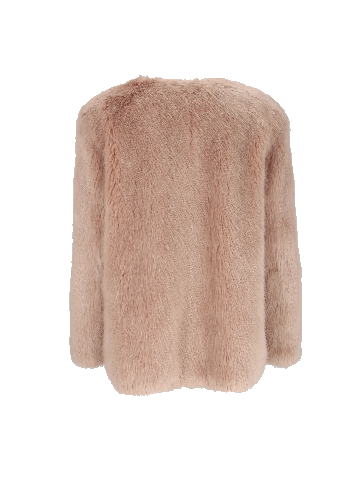 collarless faux-fur coat