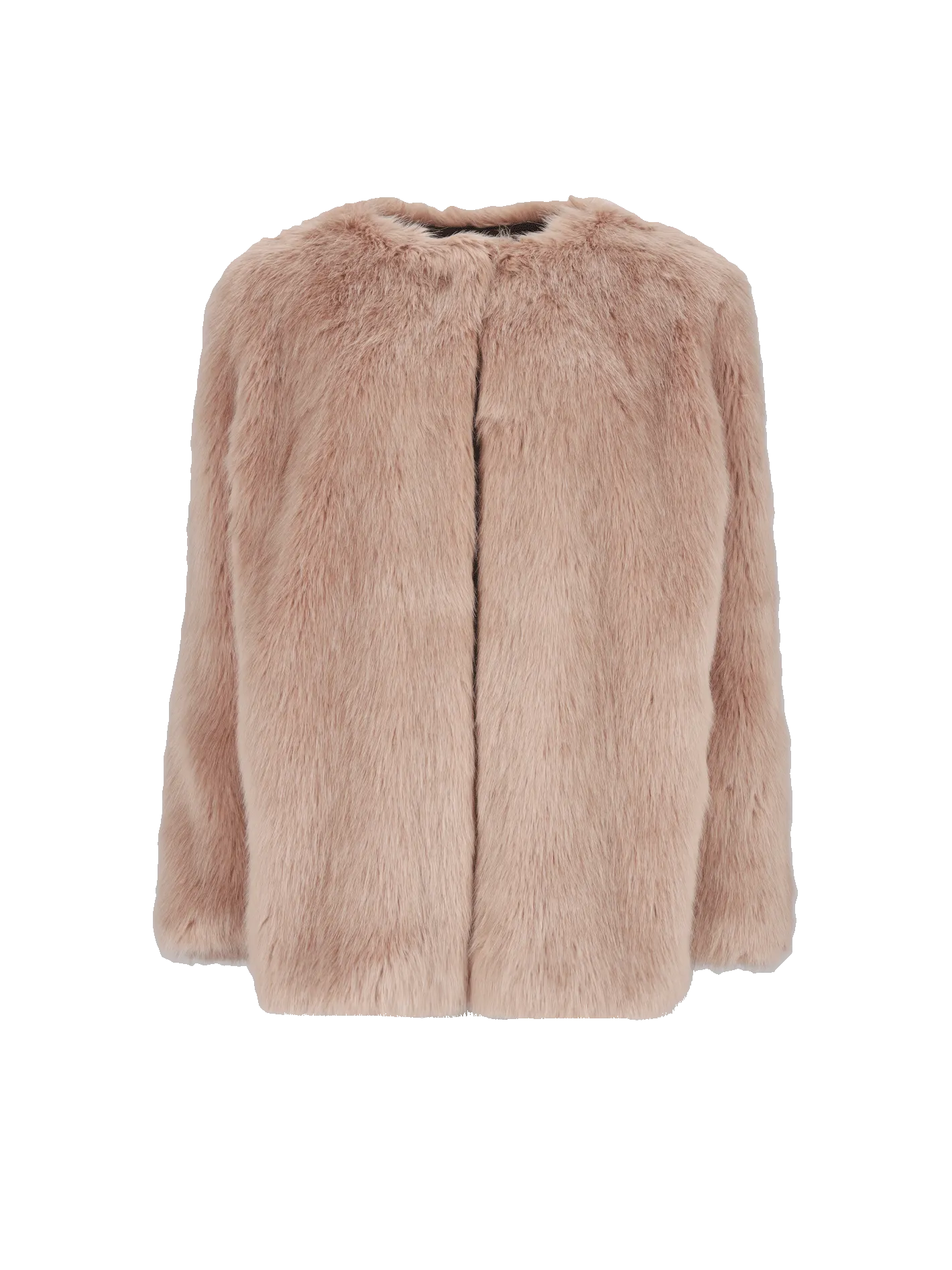 collarless faux-fur coat