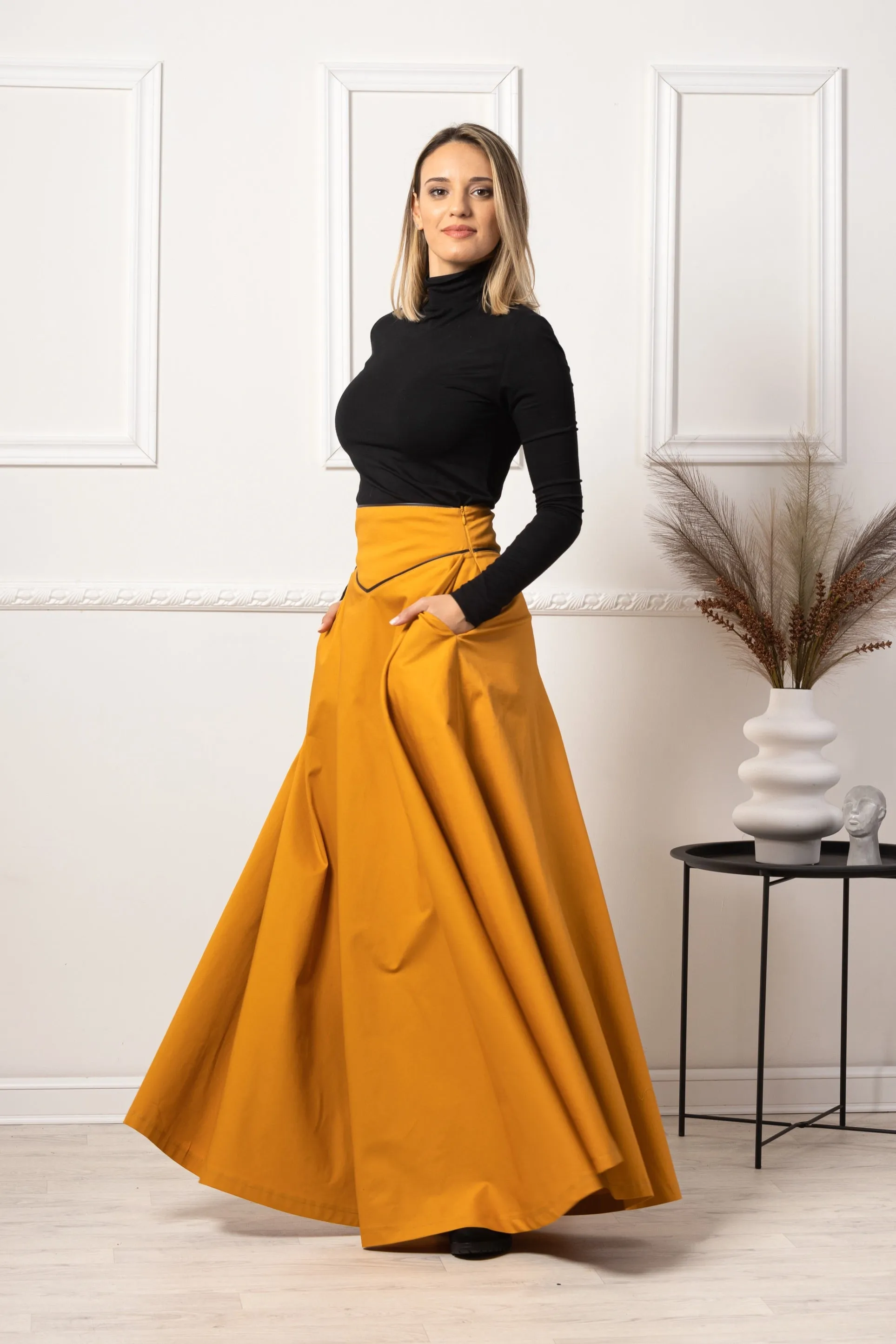 Deep Yellow High Waist Victorian Skirt