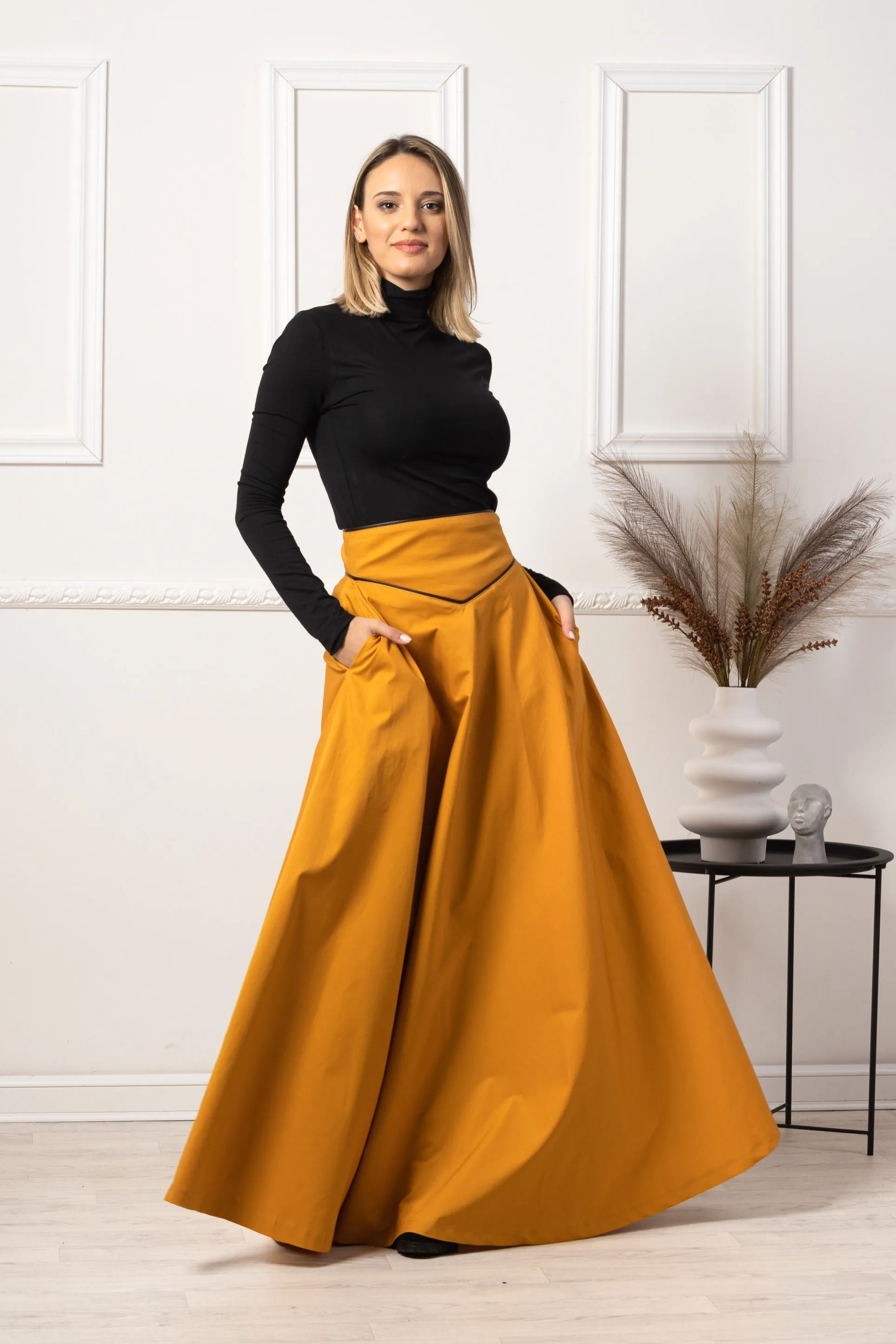 Deep Yellow High Waist Victorian Skirt