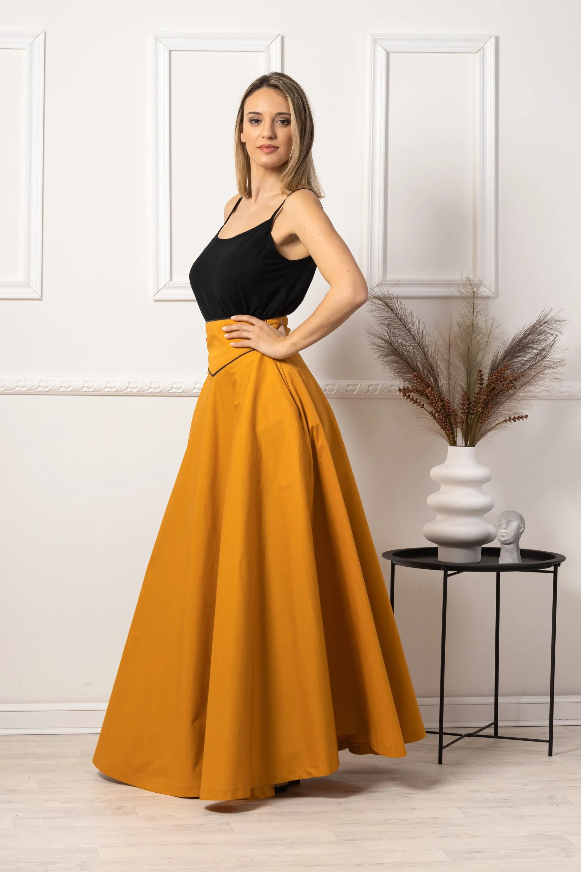 Deep Yellow High Waist Victorian Skirt