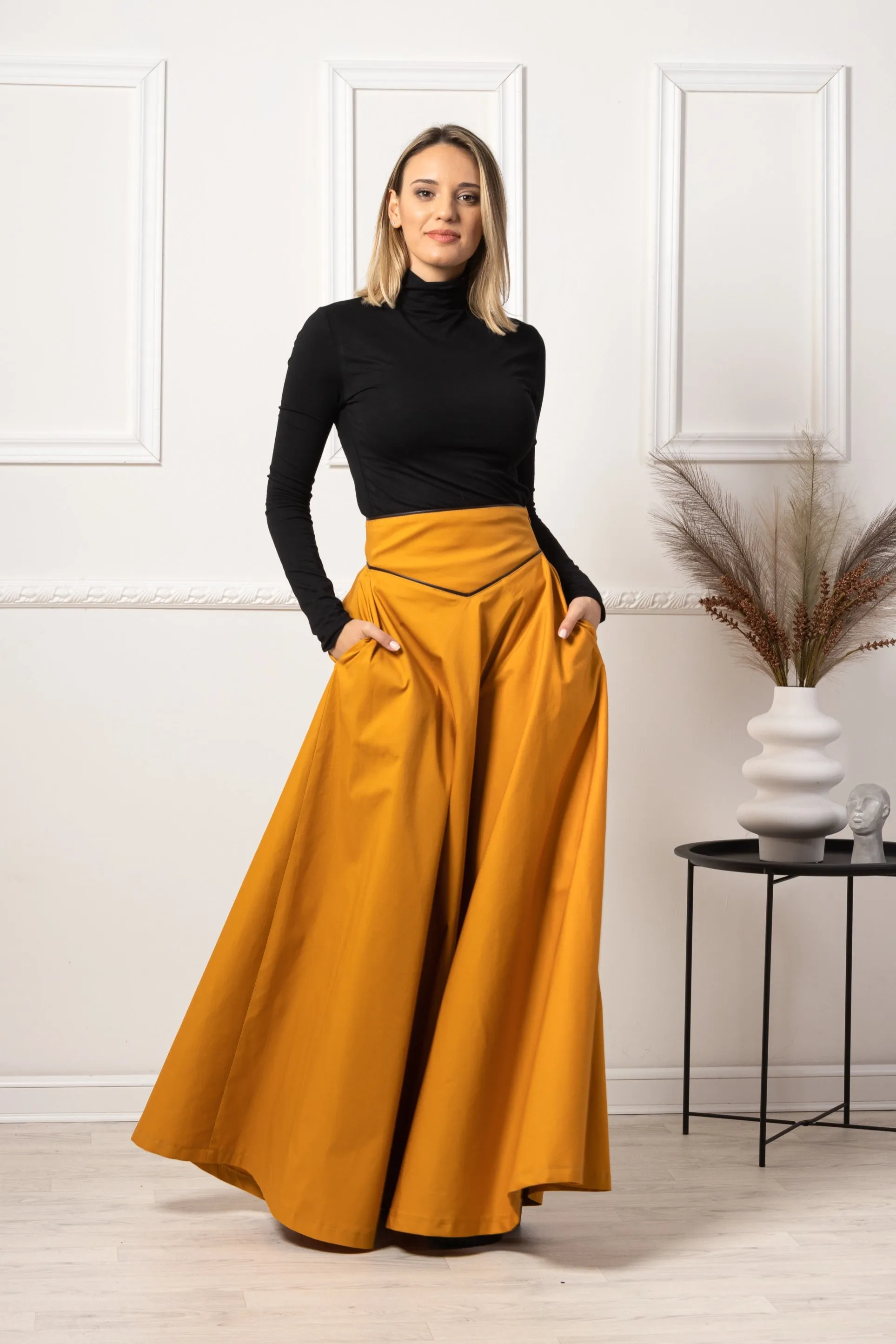 Deep Yellow High Waist Victorian Skirt