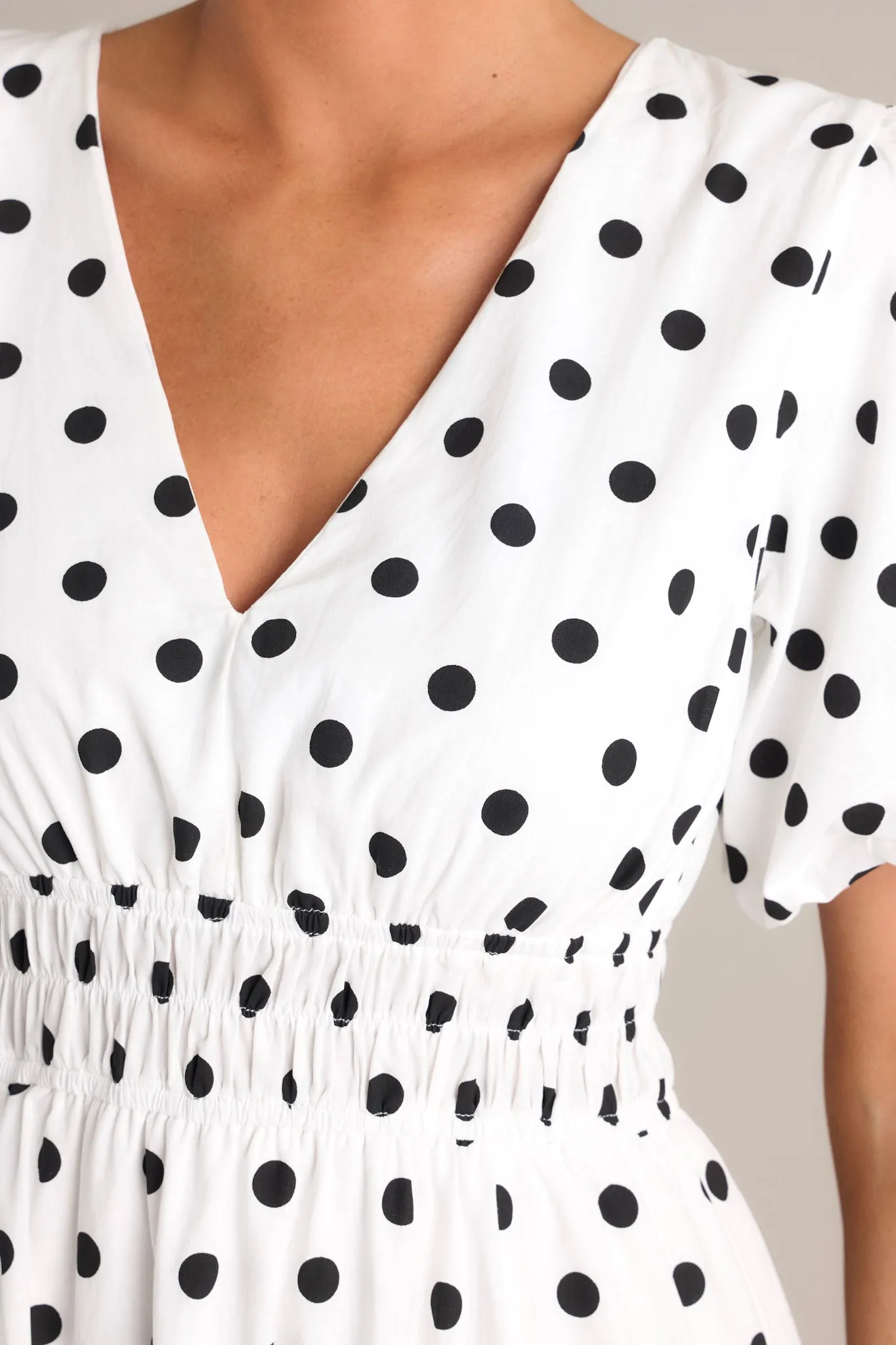 Dotted Delight White & Black Polka Dot Midi Dress