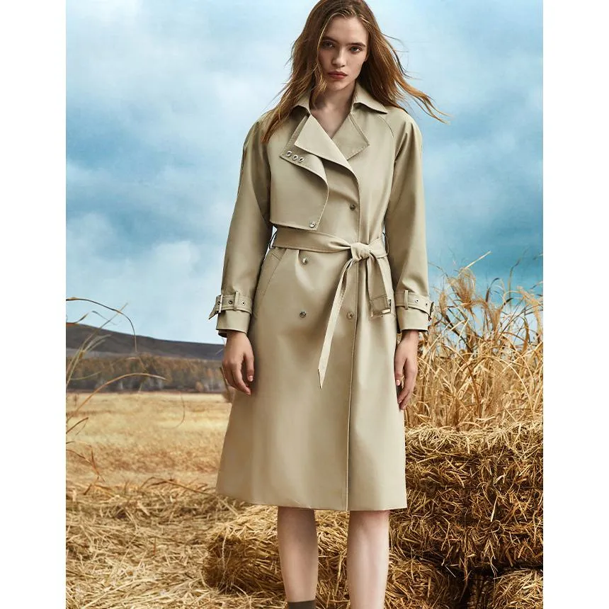 Double Layer Collar Knee-Length Trench Coat