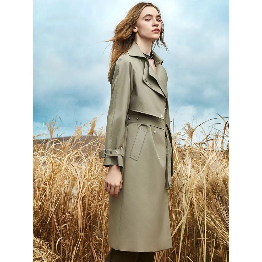 Double Layer Collar Knee-Length Trench Coat