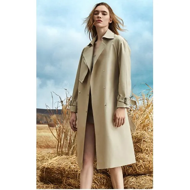 Double Layer Collar Knee-Length Trench Coat