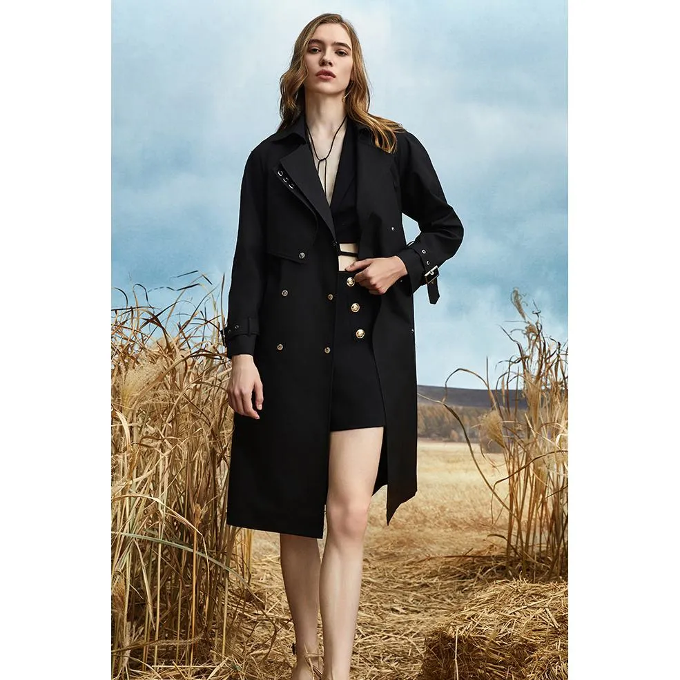 Double Layer Collar Knee-Length Trench Coat