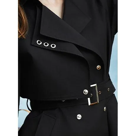 Double Layer Collar Knee-Length Trench Coat