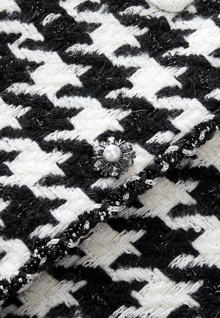 Embellished Black-and-white Houndstooth Jacket