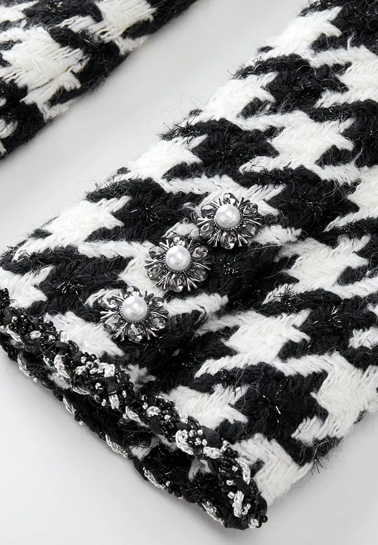 Embellished Black-and-white Houndstooth Jacket