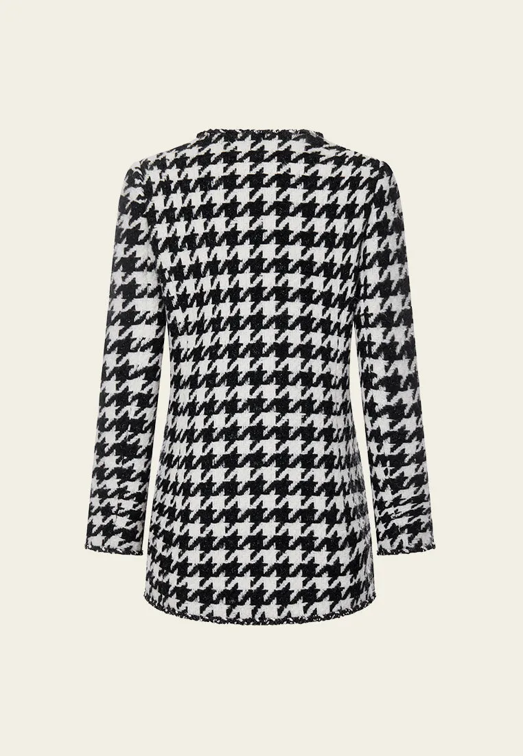 Embellished Black-and-white Houndstooth Jacket