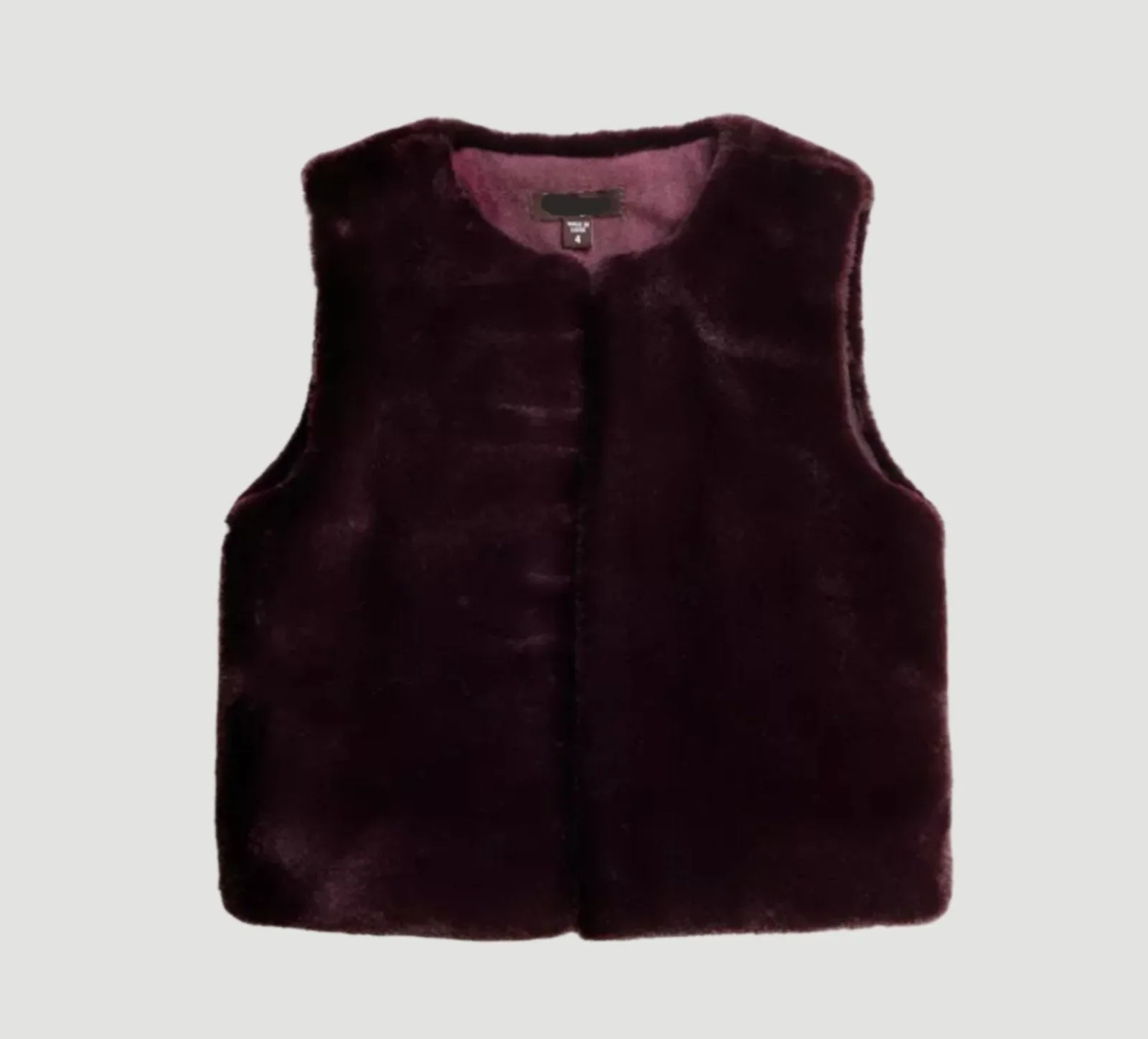 Eva Girls Faux Fur Vest - BURGUNDY