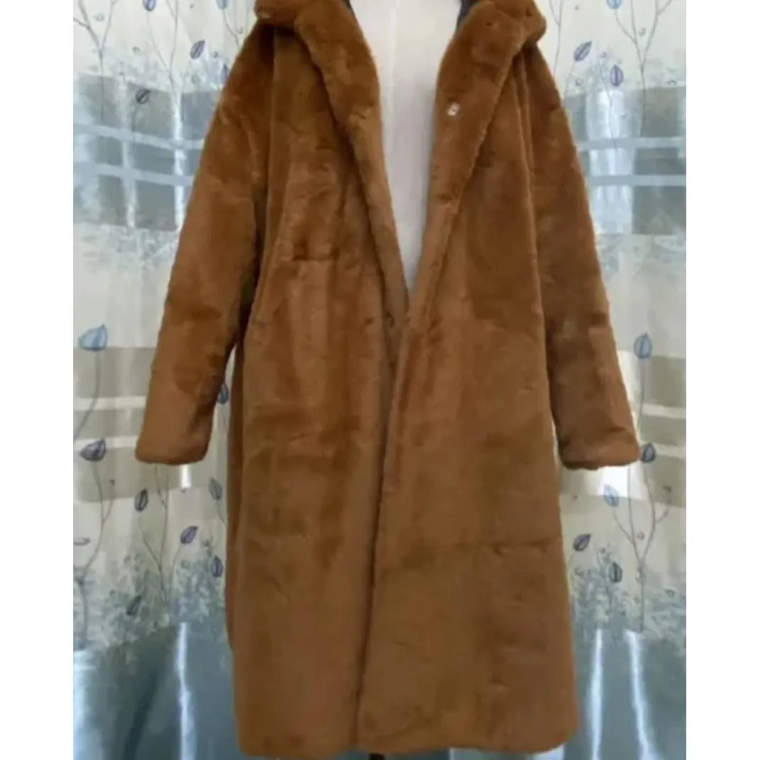 Faux Fur Hooded Coat