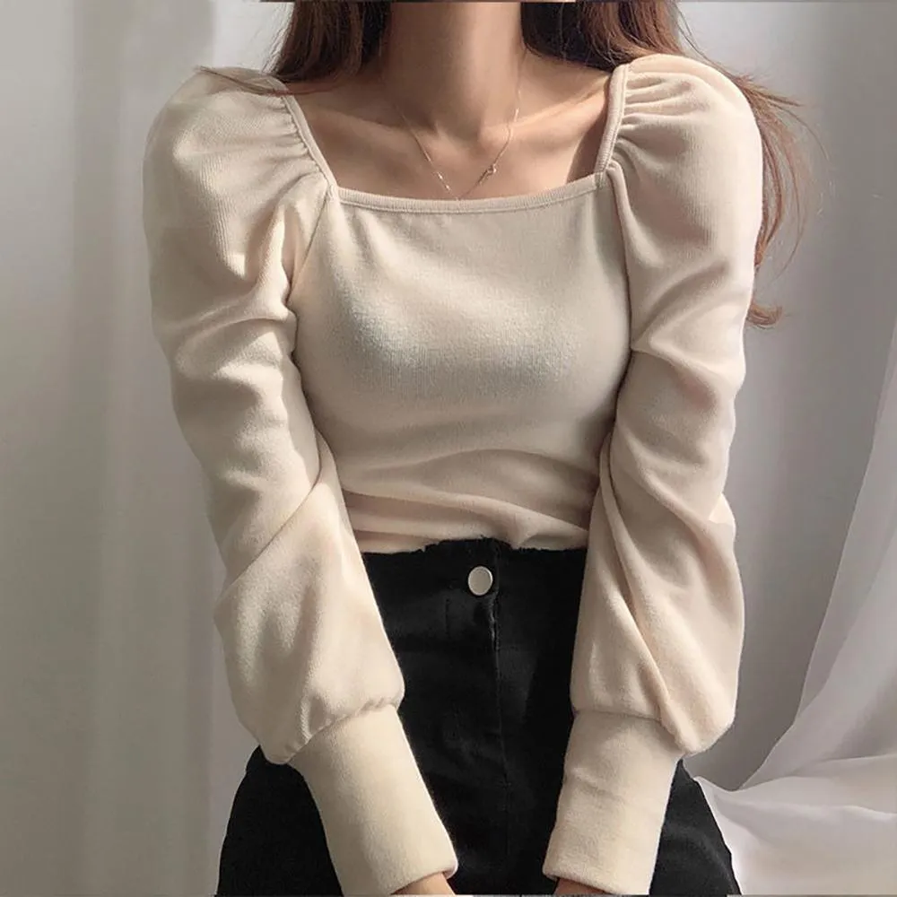 Flattering Square Neck Puff Sleeve Blouse