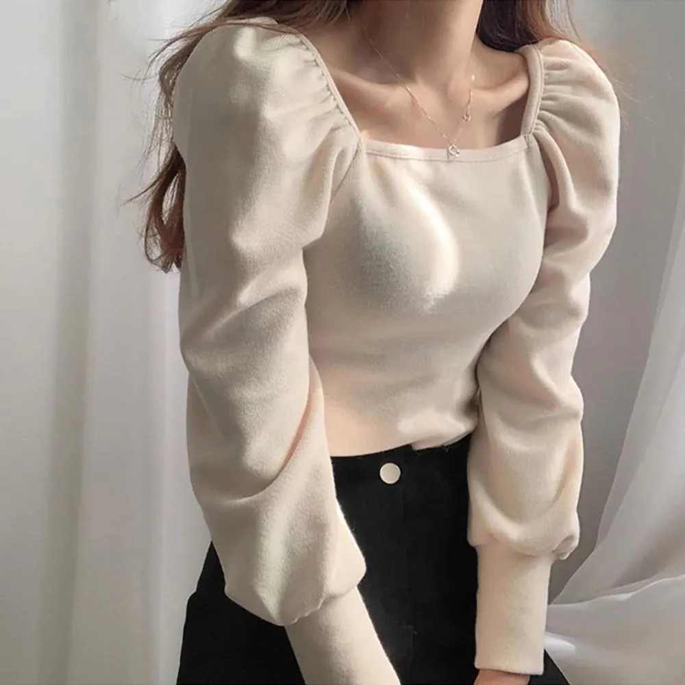 Flattering Square Neck Puff Sleeve Blouse