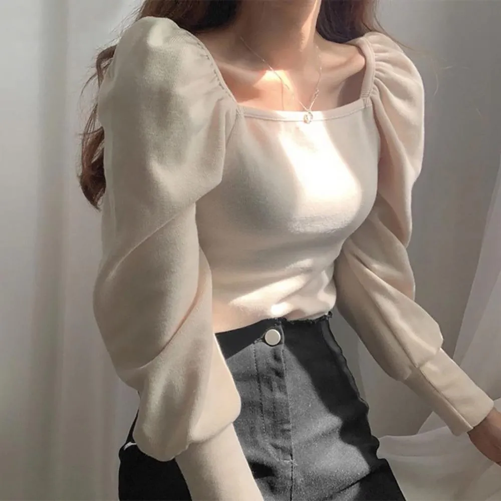 Flattering Square Neck Puff Sleeve Blouse