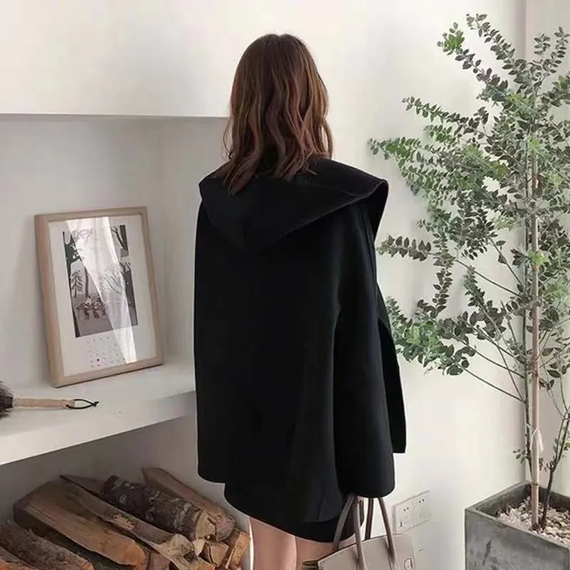 French Style Cropped Wool Blend Coat