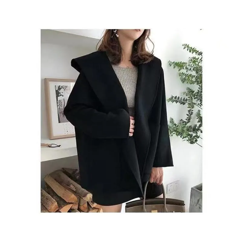 French Style Cropped Wool Blend Coat