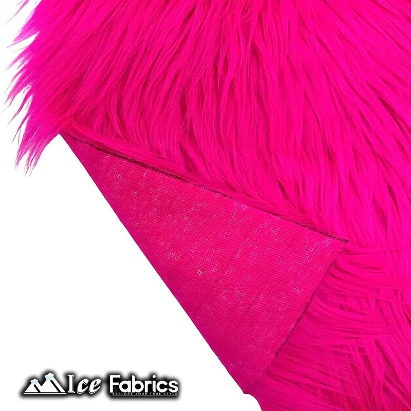 Fuchsia IceFabrics Square Shaggy Long Pile Faux Fur Fabric