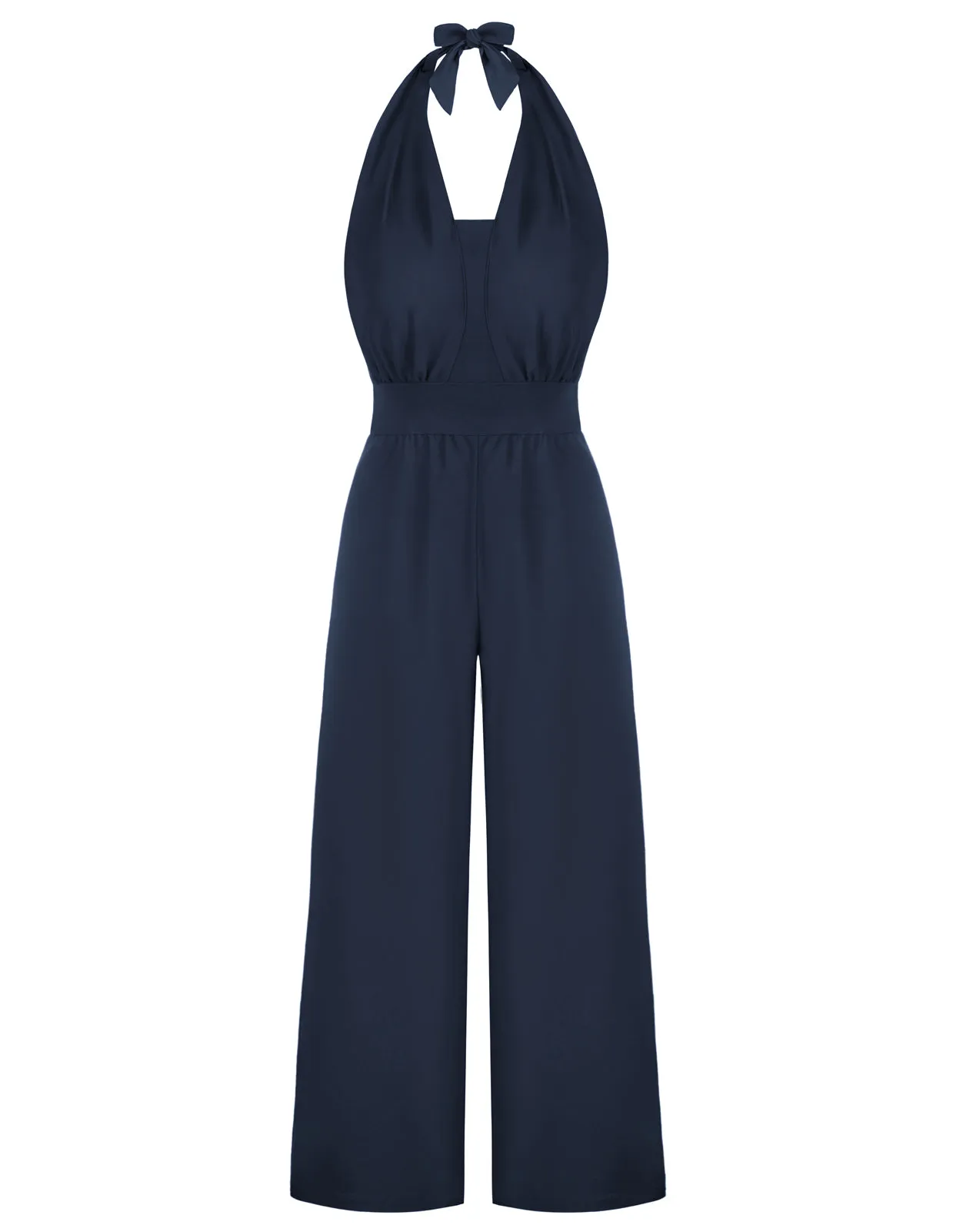 Halter Jumpsuits High Waisted Wide Leg Jumpsuits with Pockets